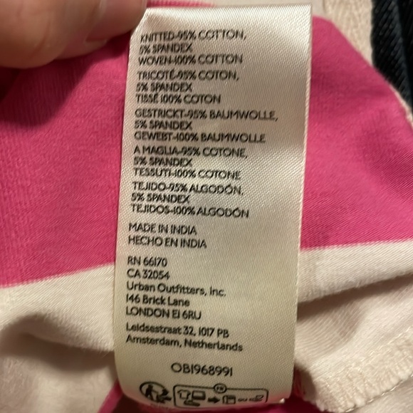 EUC Maeve Anthro puff sleeve pink stripe polo preppy 80s vibe size medium - Picture 8 of 8